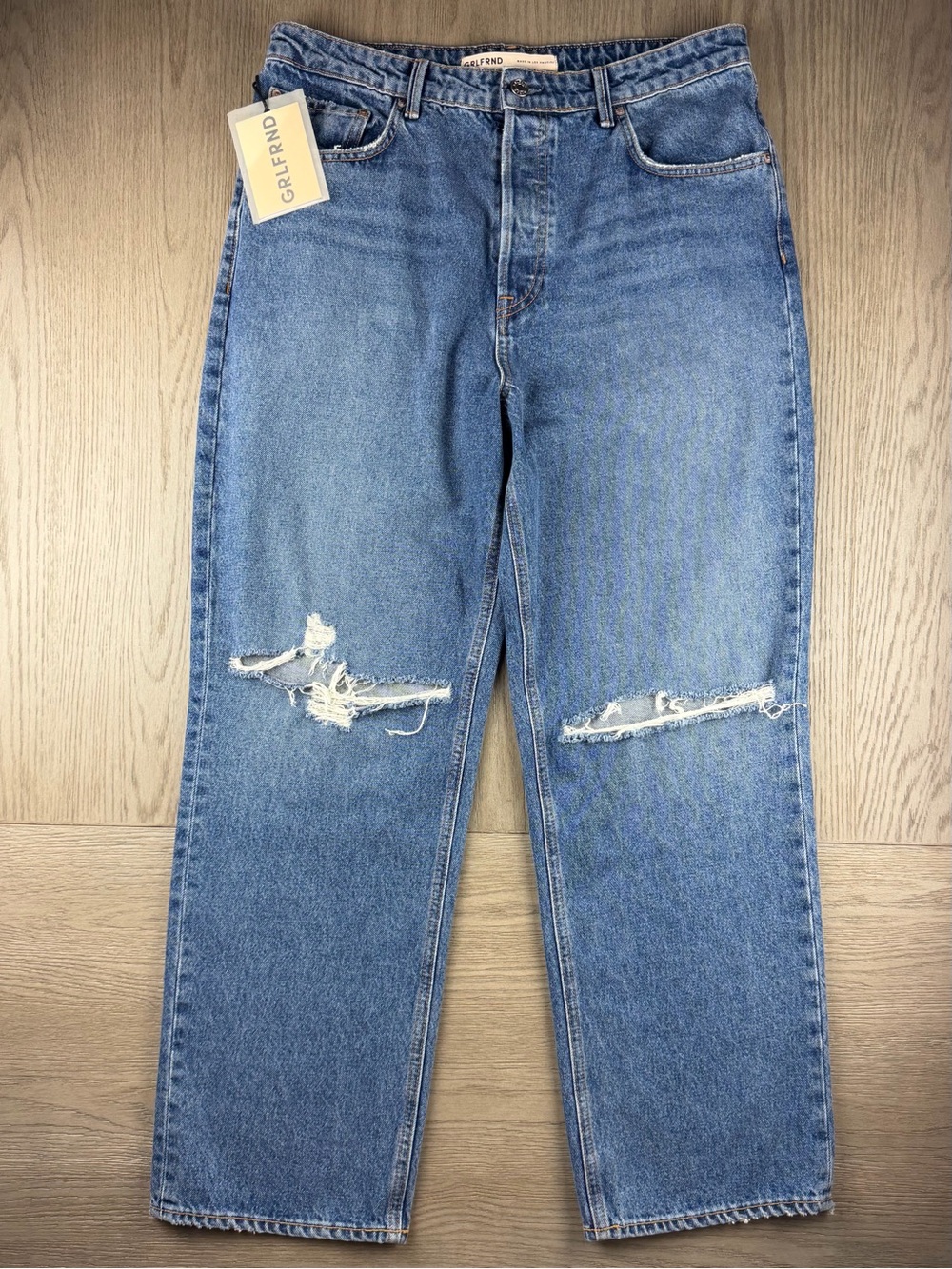 GRLFRND Amanda Jeans Size 30 Mid Rise Loose Boyfriend Distressed NWOT